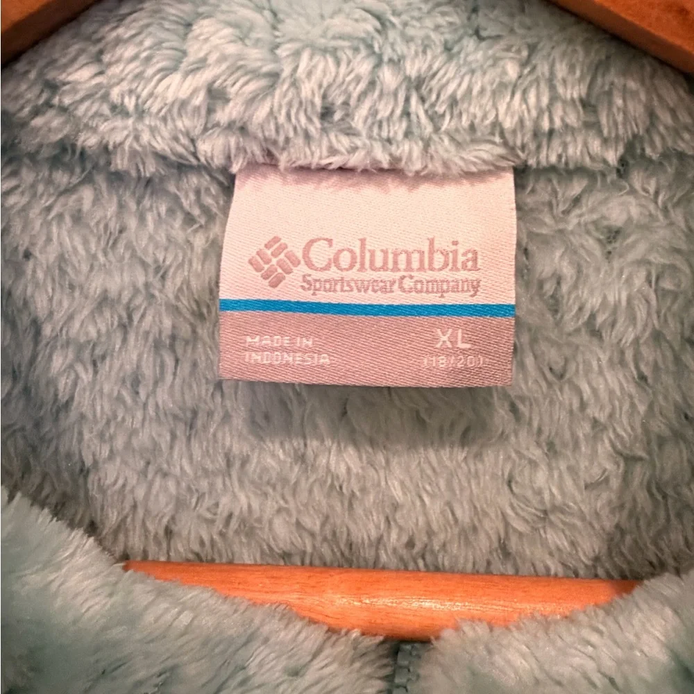 Columbia Youth‎ Sherpa Fleece Jacket Aqua Blue Full Zip Cozy Plush Kids XL
